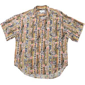 Vintage GUESS Georges Marciano Abstract Shirt Hawaiian Short Sleeve Rayon USA